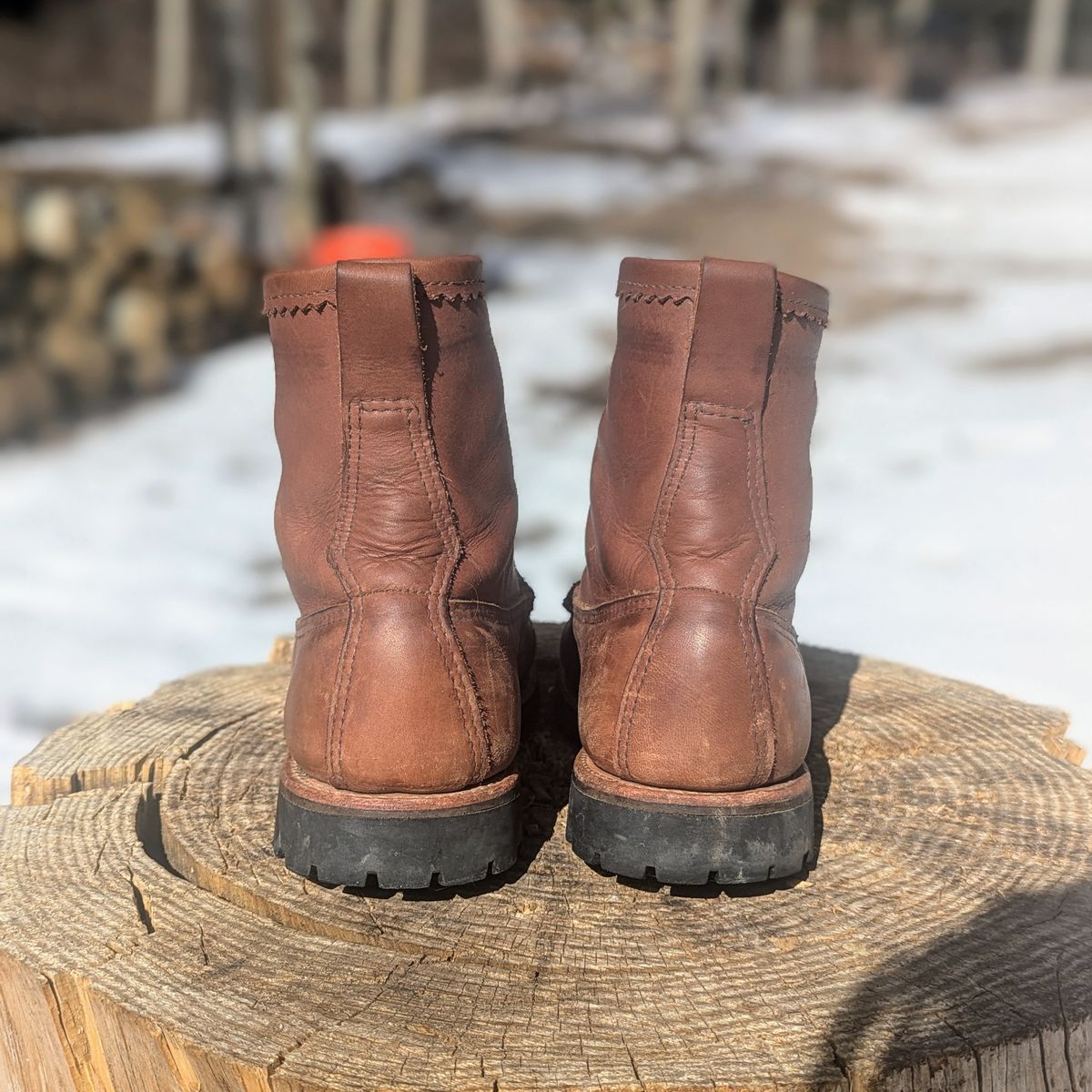 Photo by towcars on February 1, 2025 of the Russell Moccasin Co. Backcountry in Walnut Timberjack.