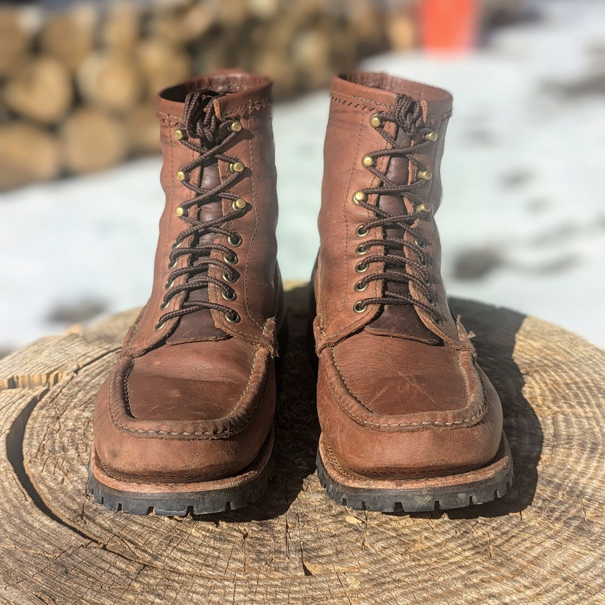 Photo by towcars on February 1, 2025 of the Russell Moccasin Co. Backcountry in Walnut Timberjack.