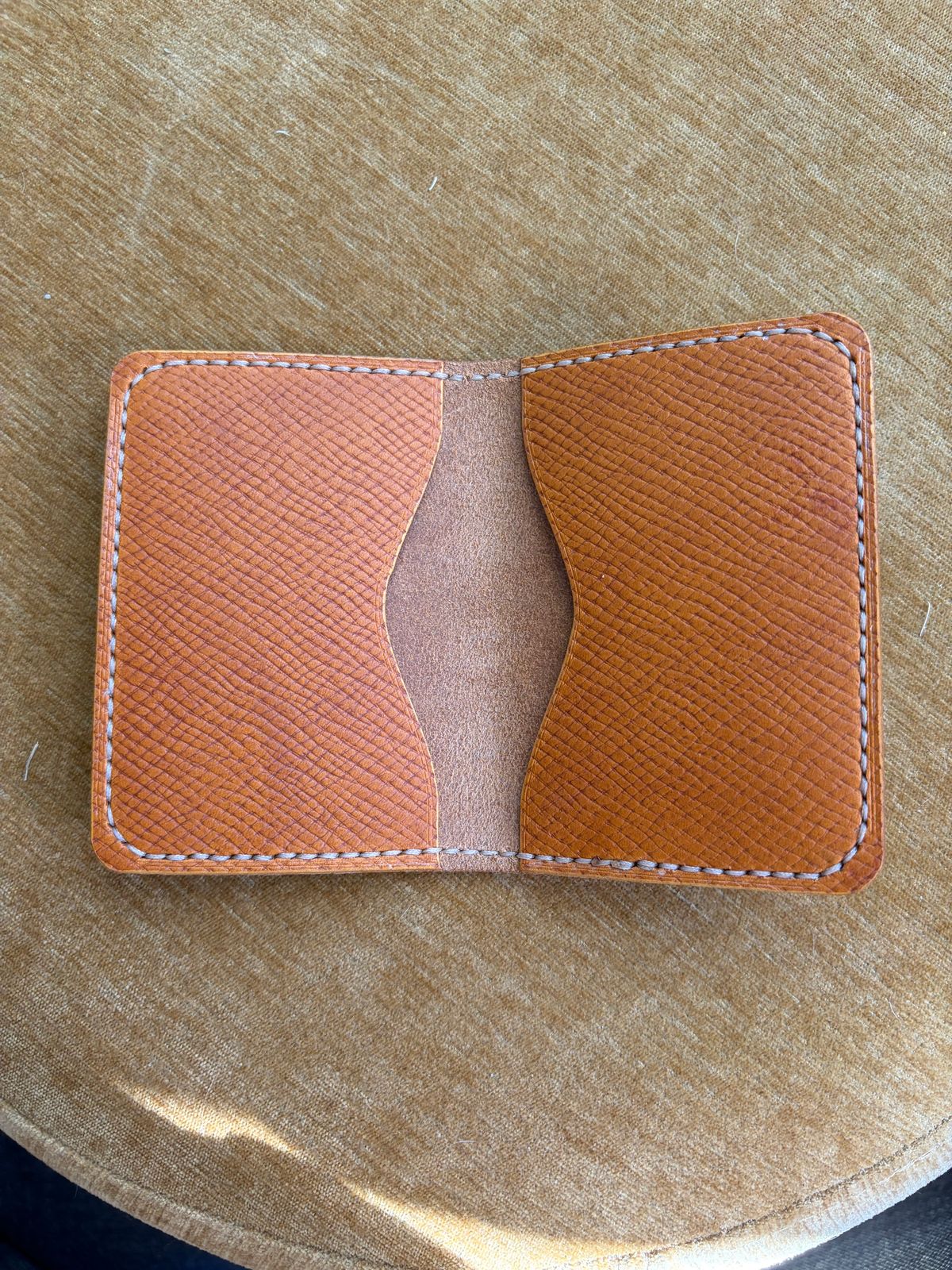 Photo by PinyonPine on November 1, 2025 of the Oldwalrus Two Slot Bifold Wallet in Horween Double Glazed Natural Latigo.