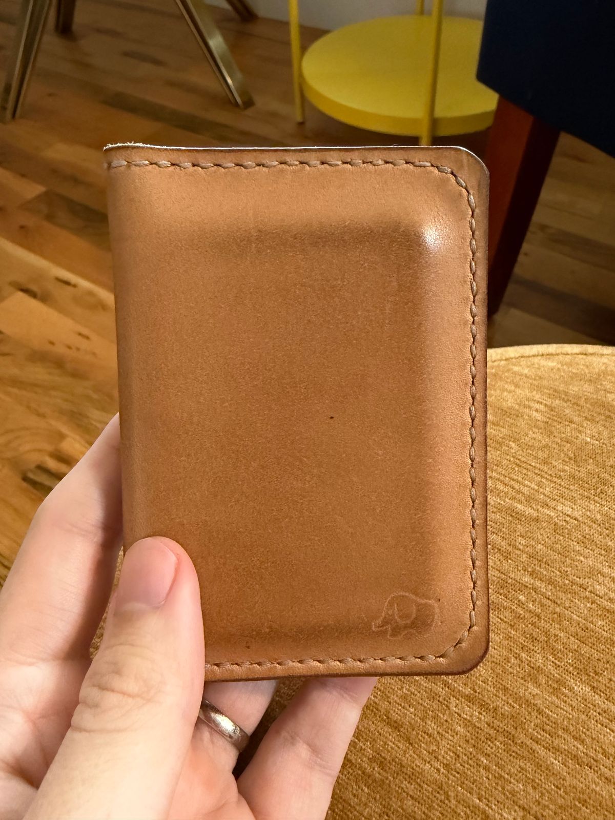 Photo by PinyonPine on January 3, 2026 of the Oldwalrus Two Slot Bifold Wallet in Horween Double Glazed Natural Latigo.