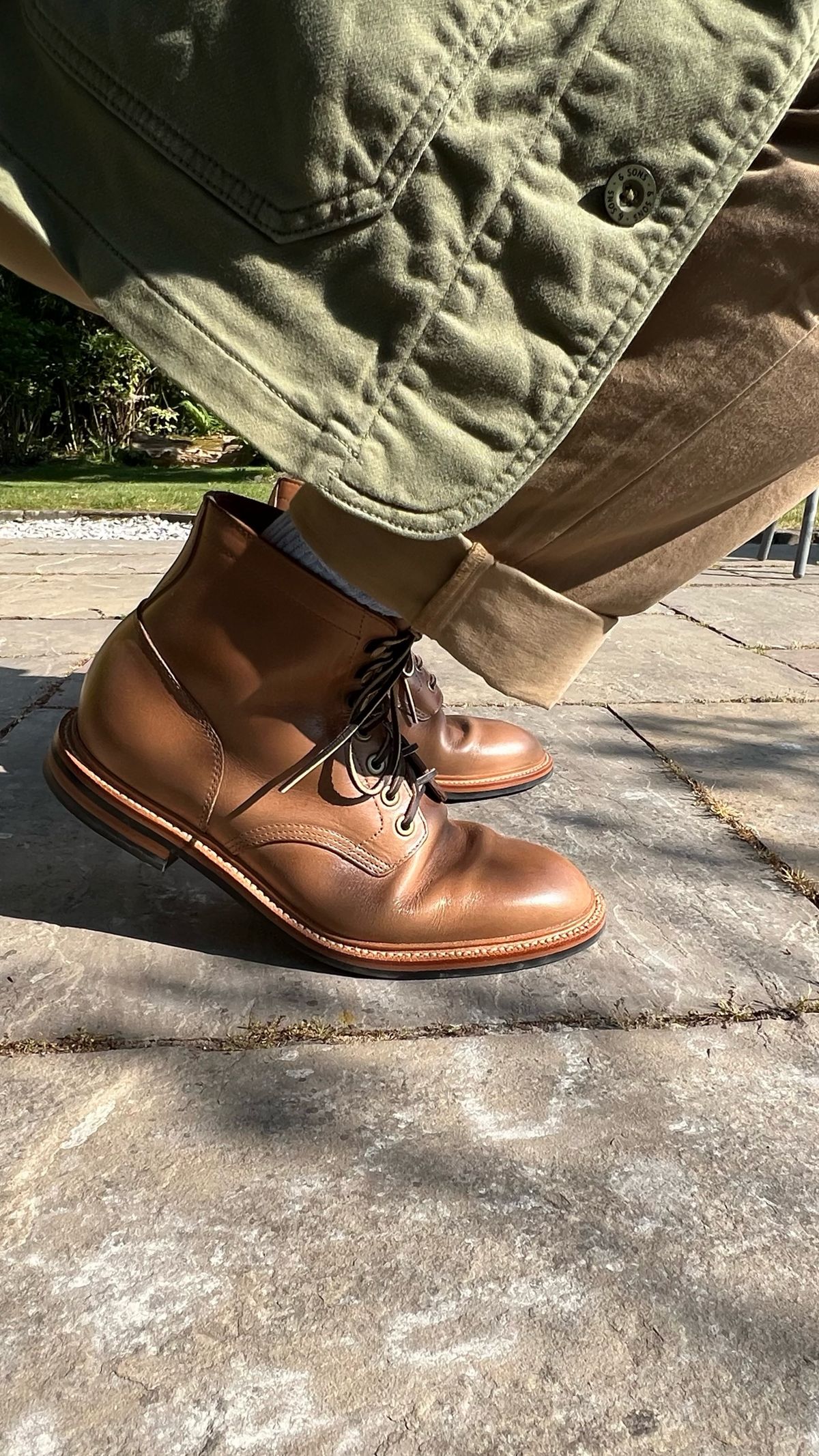 Photo by katsudon on May 9, 2026 of the Grant Stone Diesel Boot in Horween Dune Chromexcel.