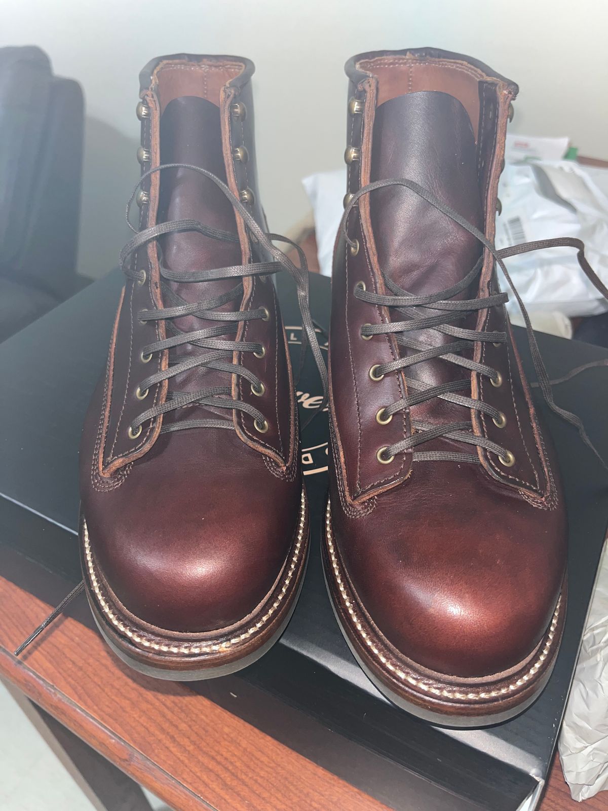 Photo by HeatShield on January 7, 2025 of the Caswell Boot Company Carver 2 in Chestnut Oiled Latigo.
