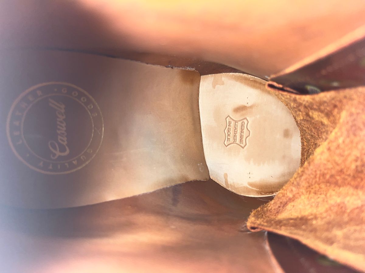 Photo by HeatShield on January 7, 2025 of the Caswell Boot Company Carver 2 in Chestnut Oiled Latigo.
