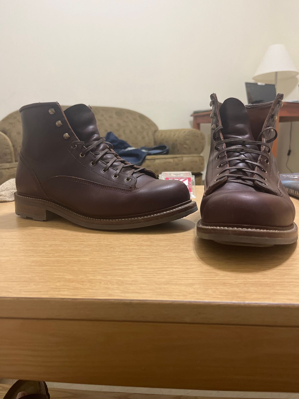 Photo by HeatShield on January 25, 2025 of the Caswell Boot Company Carver 2 in Chestnut Oiled Latigo.