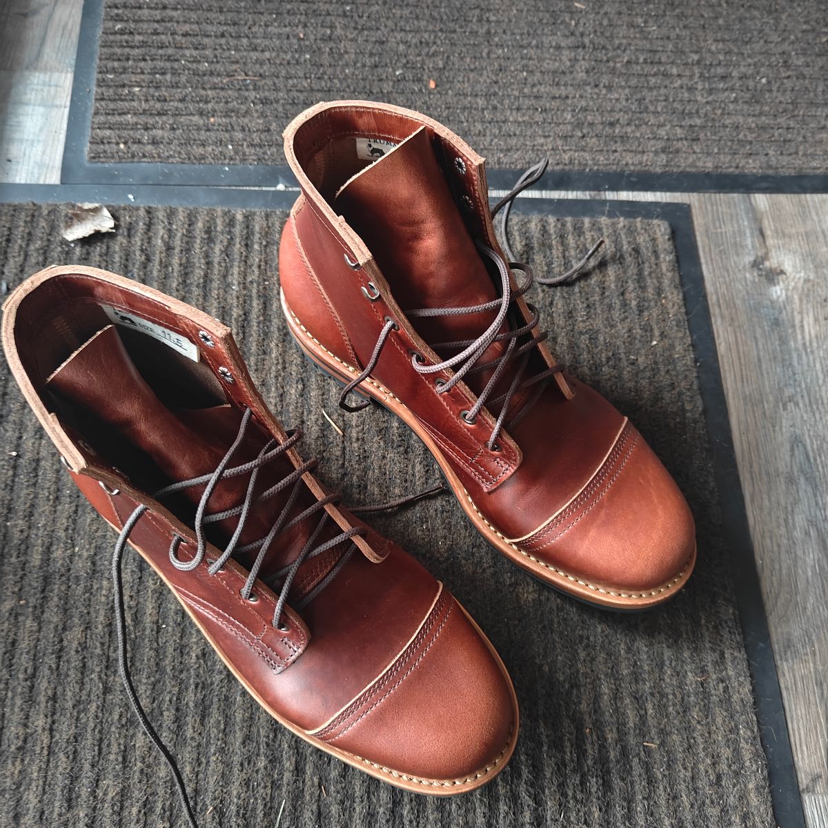 Photo by x_leatherface_stitch_x on March 12, 2026 of the Truman Cap Toe Boot in Seidel Redwood Double Shot.