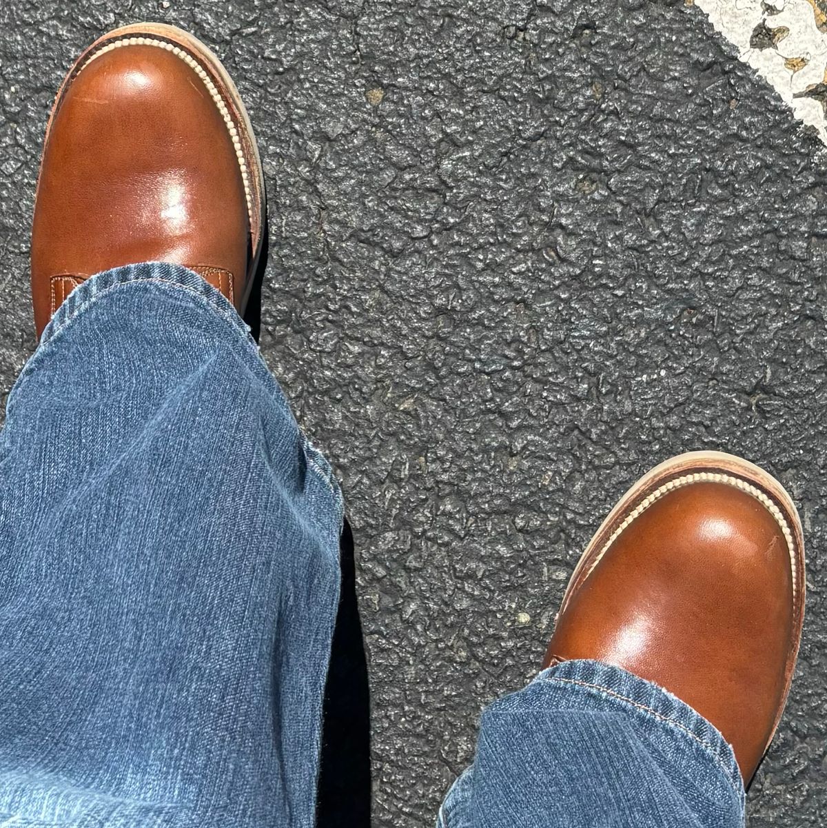 Photo by Opello on May 7, 2026 of the Viberg 145 Oxford in Maryam Toscanello Vachetta Lucida Horsebutt.