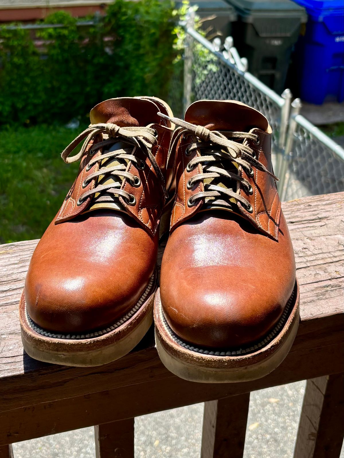 Photo by Opello on May 17, 2026 of the Viberg 145 Oxford in Maryam Toscanello Vachetta Lucida Horsebutt.