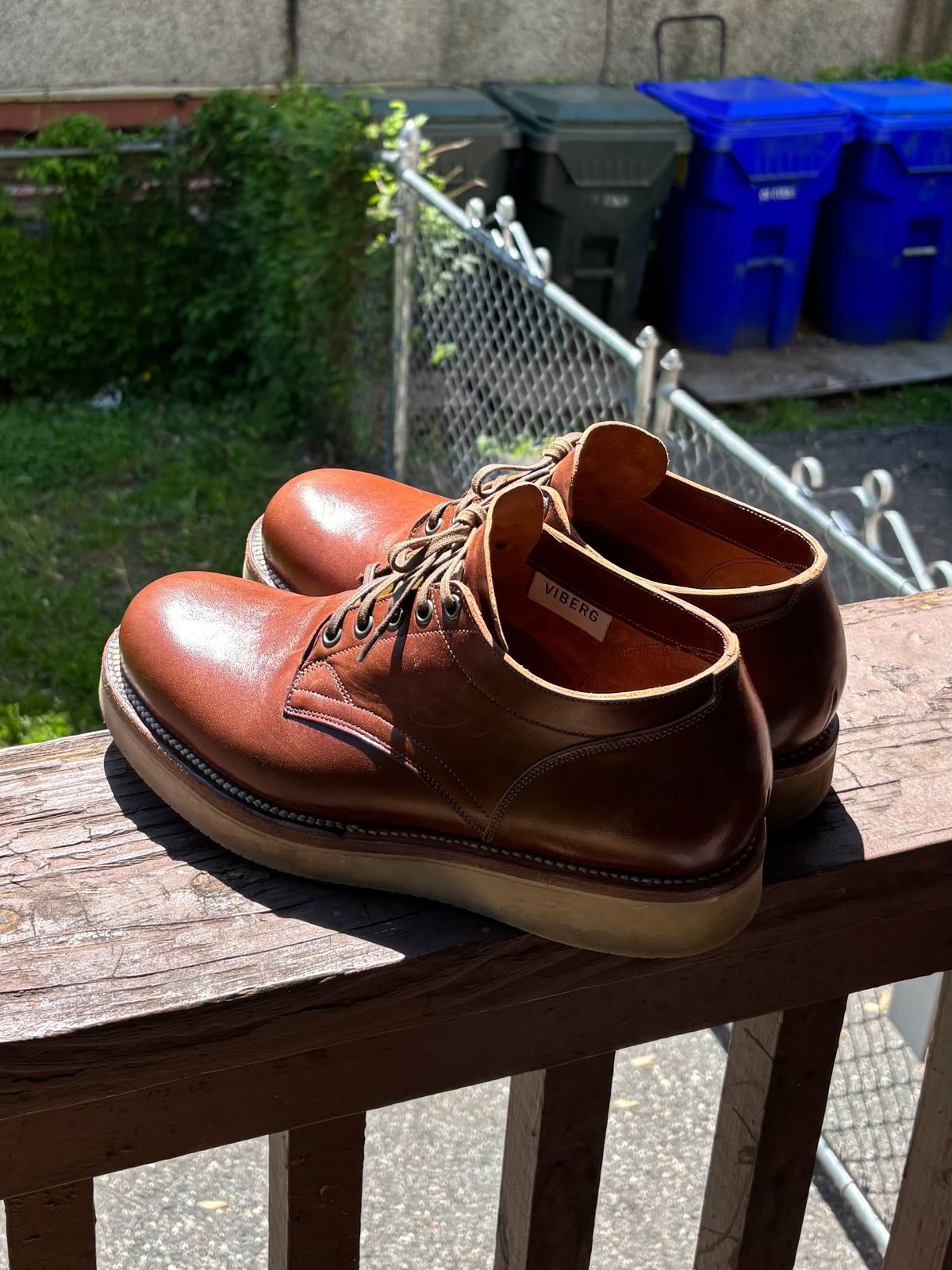 Photo by Opello on May 17, 2026 of the Viberg 145 Oxford in Maryam Toscanello Vachetta Lucida Horsebutt.