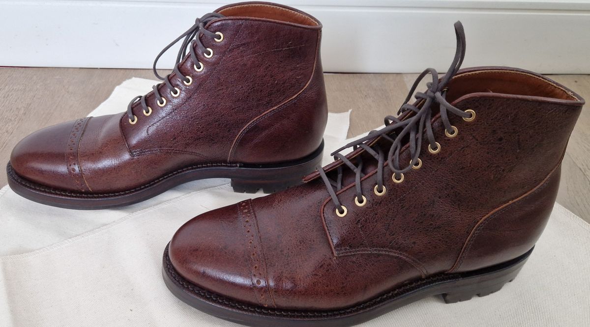 Photo by burford on March 29, 2025 of the Grant Stone Garrison Boot in C.F. Stead Crimson Classic Kudu.