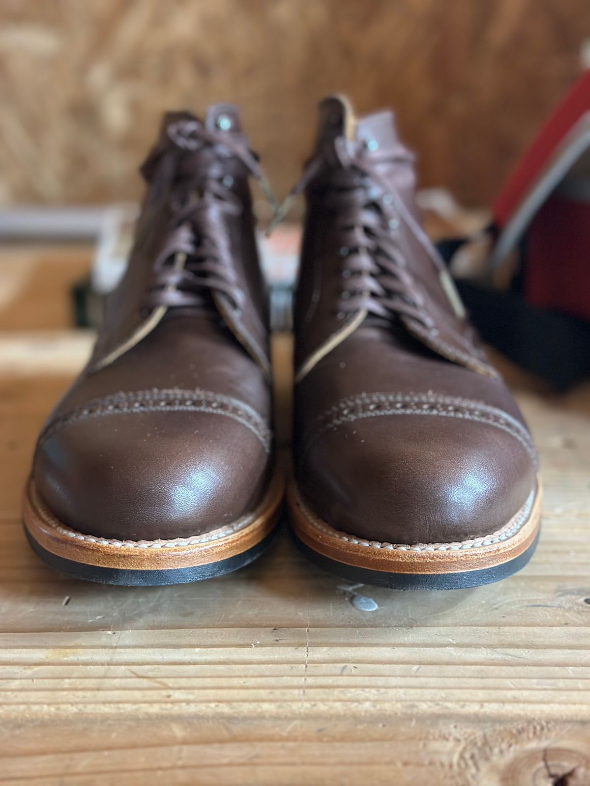Photo by EarnedPatina16 on October 10, 2024 of the White's Main Street Dress Toe Cap in Brown French Calf.