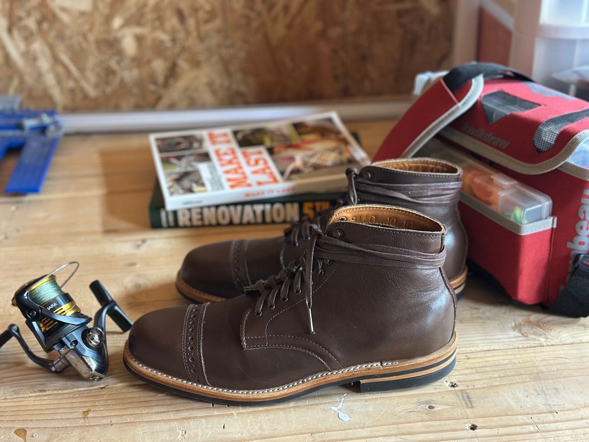 Photo by EarnedPatina16 on October 10, 2024 of the White's Main Street Dress Toe Cap in Brown French Calf.