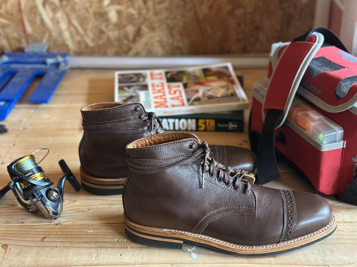 Photo by EarnedPatina16 on October 10, 2024 of the White's Main Street Dress Toe Cap in Brown French Calf.