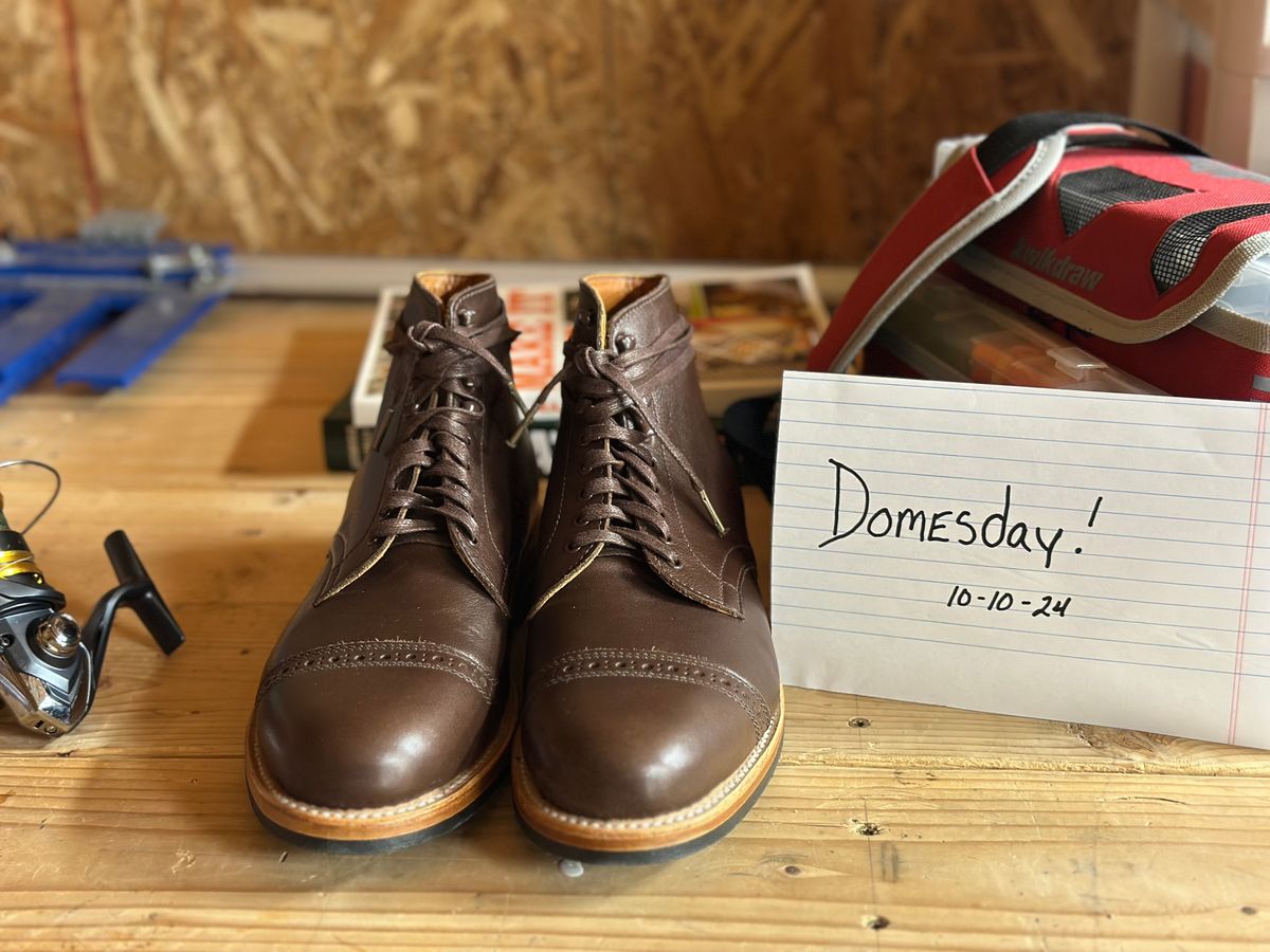 Photo by EarnedPatina16 on October 10, 2024 of the White's Main Street Dress Toe Cap in Brown French Calf.
