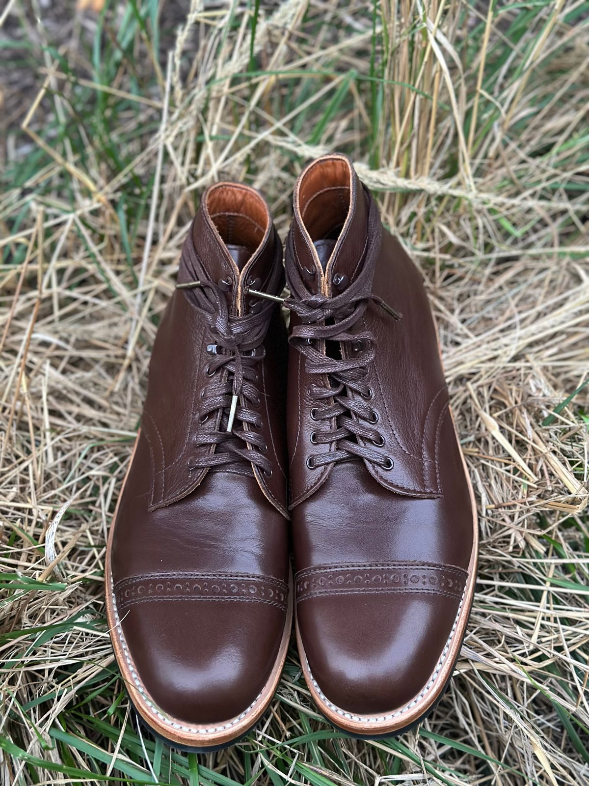 Photo by EarnedPatina16 on October 10, 2024 of the White's Main Street Dress Toe Cap in Brown French Calf.