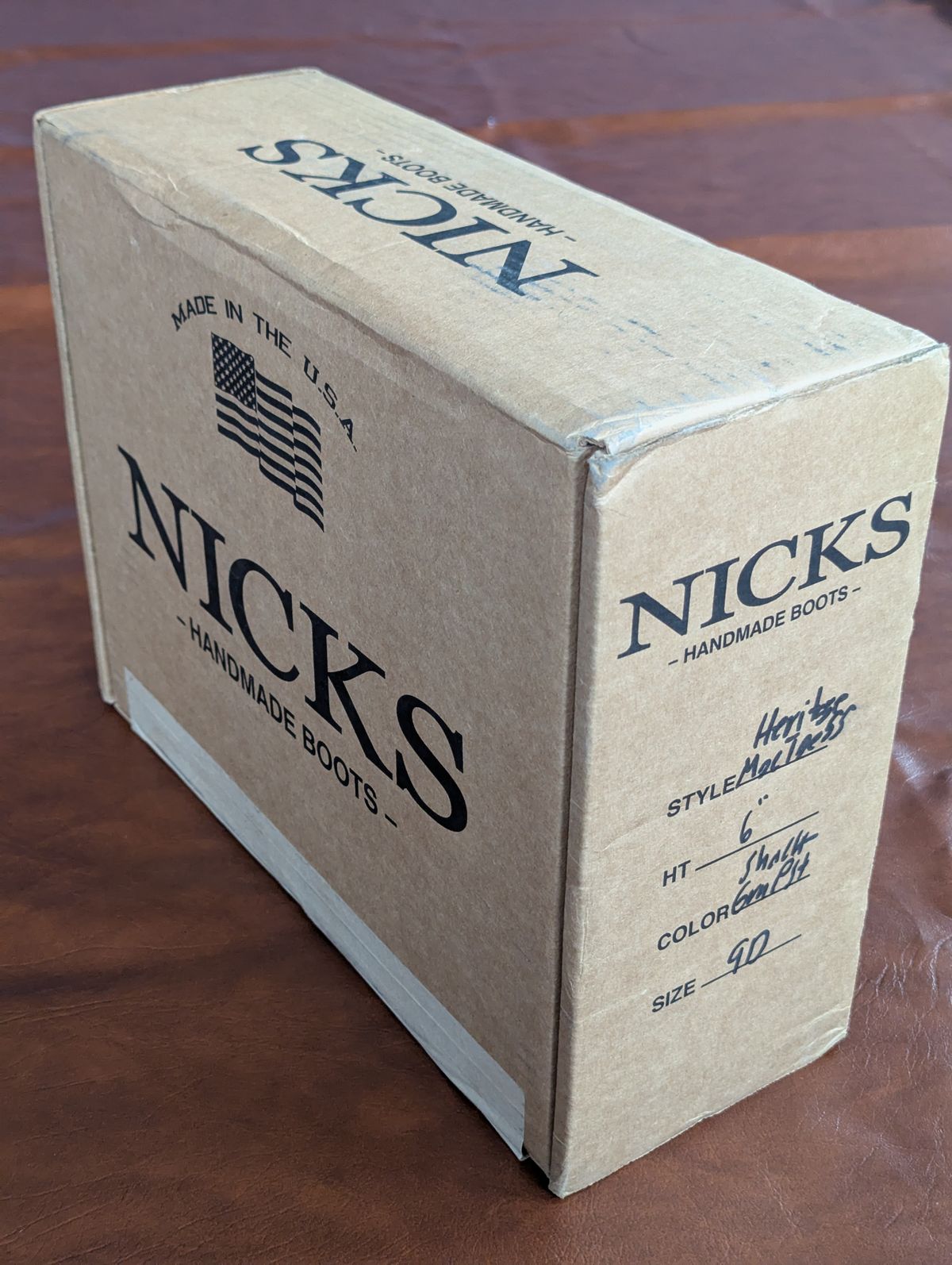 Photo by habibiboots7 on March 5, 2026 of the Nicks Moc Toe in Horween Shackleton Greener Pastures.