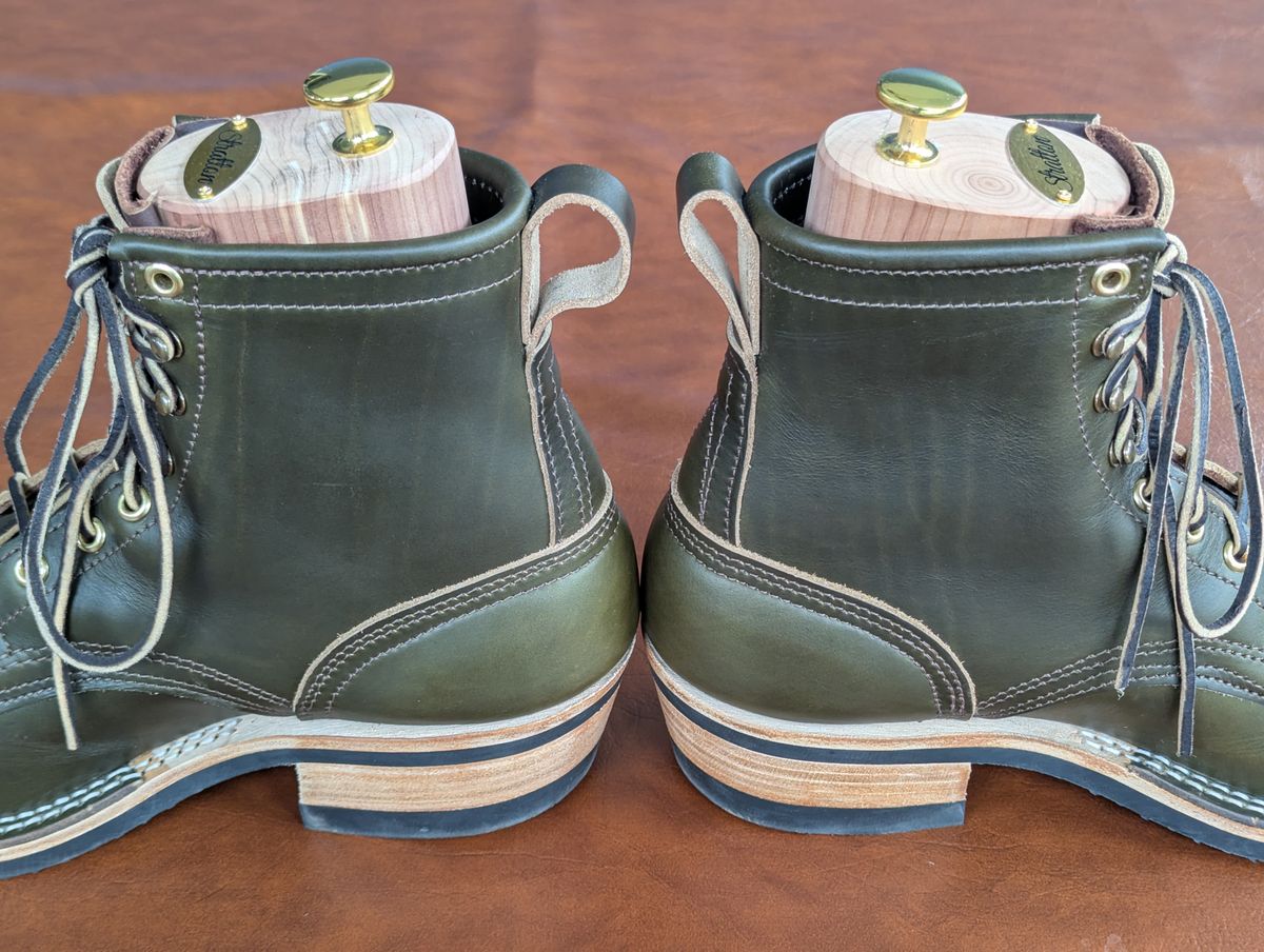 Photo by habibiboots7 on April 21, 2026 of the Nicks Moc Toe in Horween Shackleton Greener Pastures.