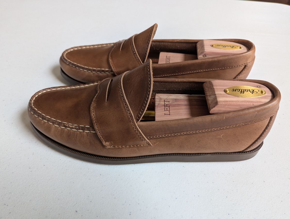 Photo by habibiboots7 on June 7, 2025 of the Oak Street Bootmakers Penny Moc in Horween Natural Chromexcel.