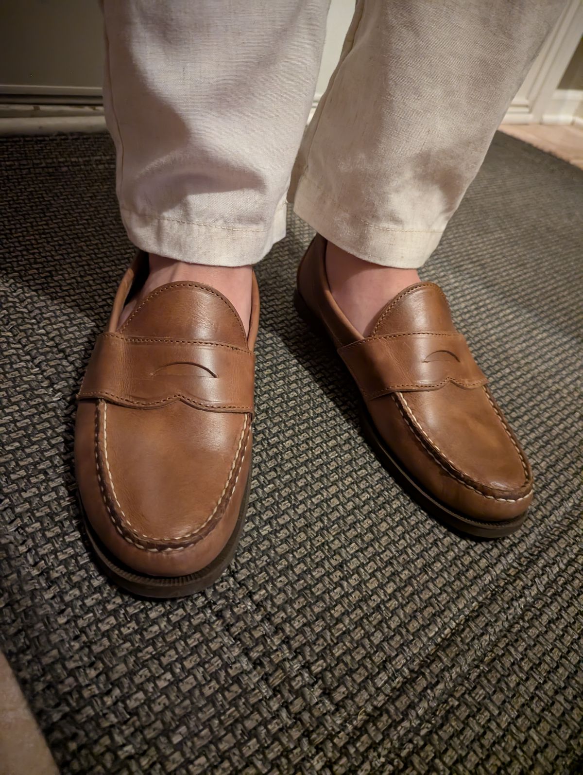 Photo by habibiboots7 on June 13, 2025 of the Oak Street Bootmakers Penny Moc in Horween Natural Chromexcel.