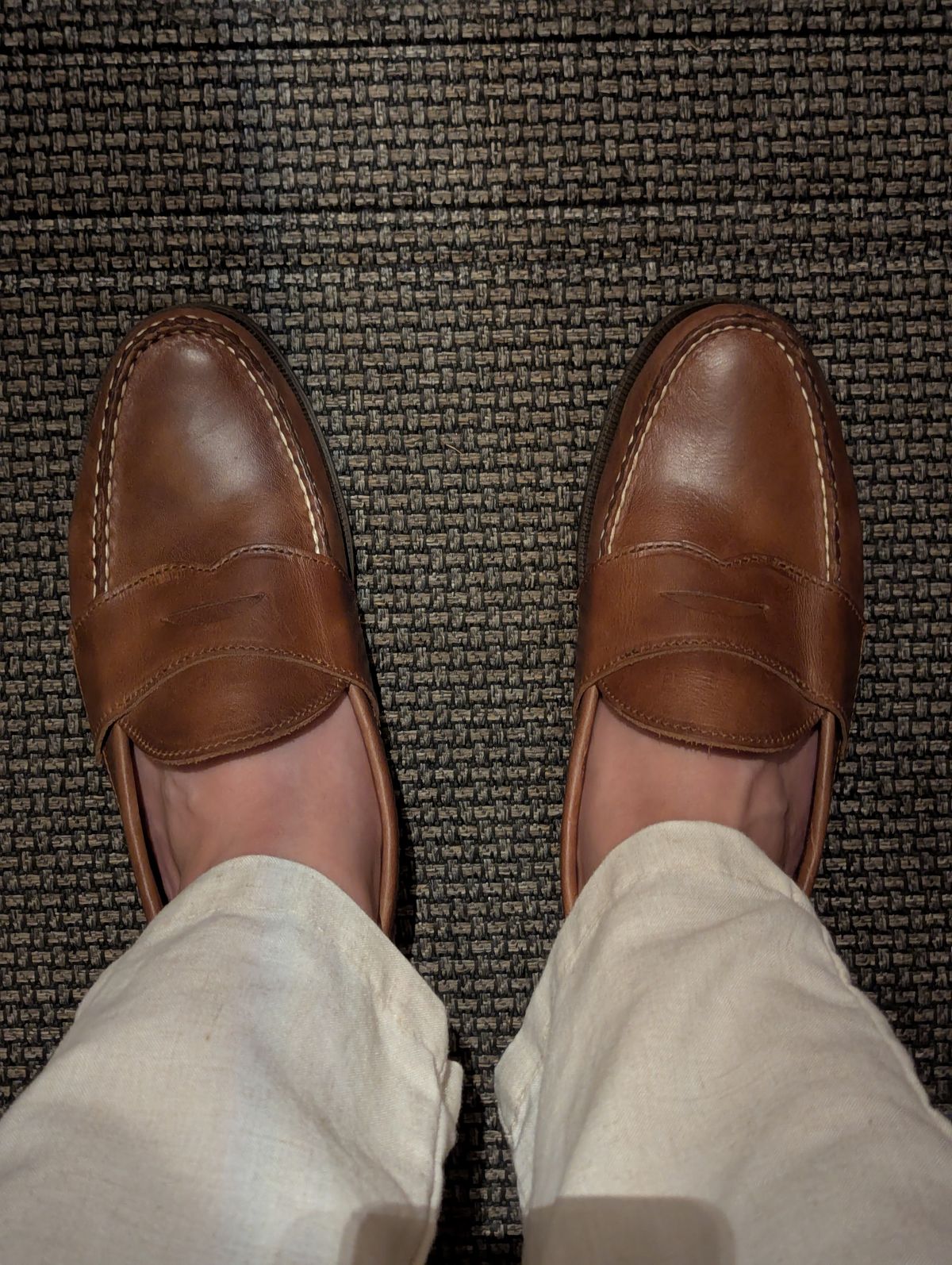Photo by habibiboots7 on June 13, 2025 of the Oak Street Bootmakers Penny Moc in Horween Natural Chromexcel.
