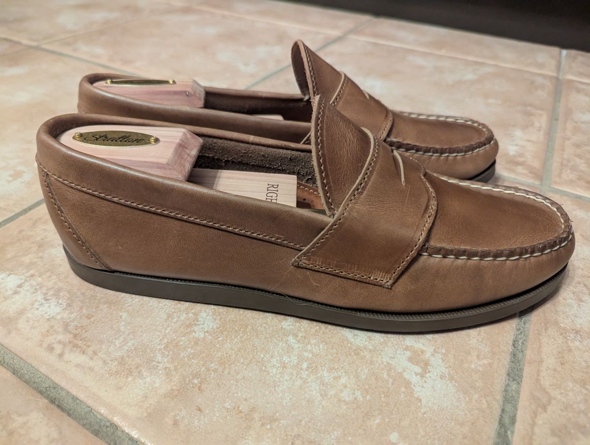 Photo by habibiboots7 on June 13, 2025 of the Oak Street Bootmakers Penny Moc in Horween Natural Chromexcel.