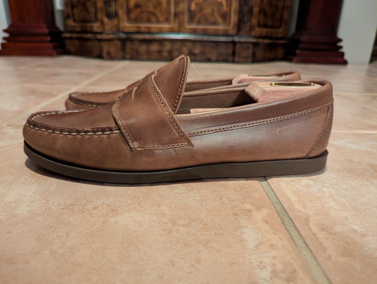 Photo by habibiboots7 on July 2, 2025 of the Oak Street Bootmakers Penny Moc in Horween Natural Chromexcel.