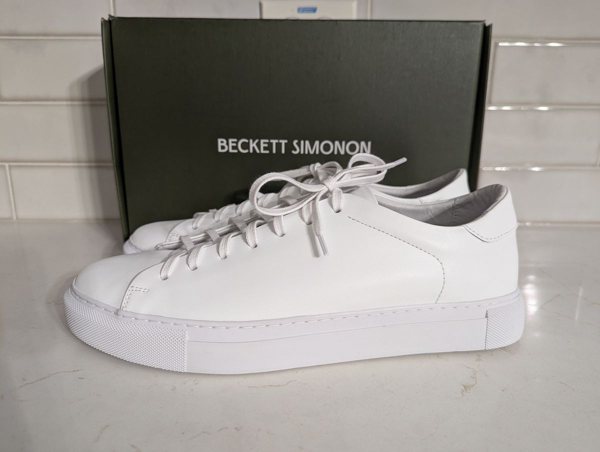 Photo by habibiboots7 on June 10, 2025 of the Beckett Simonon Reid Sneakers in White Full-Grain Calfskin Leather.