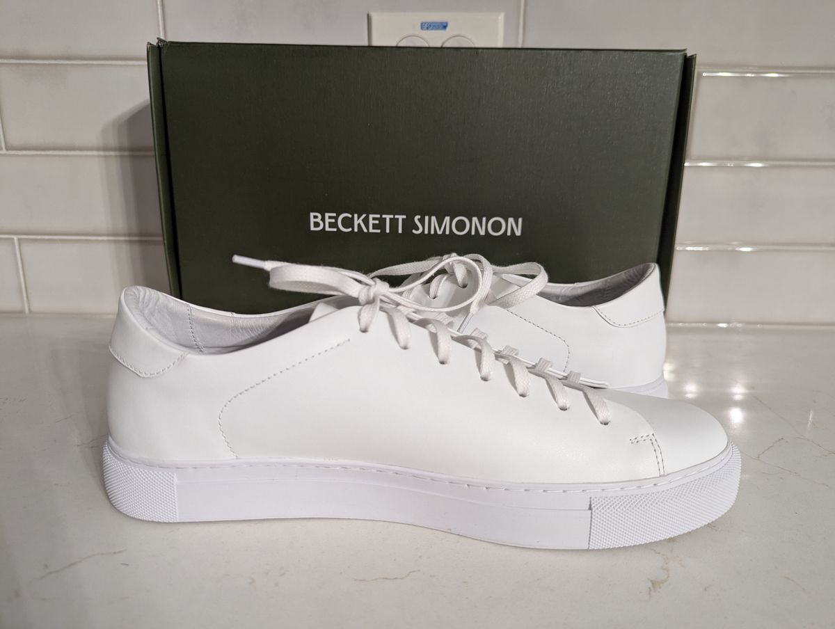 Photo by habibiboots7 on June 10, 2025 of the Beckett Simonon Reid Sneakers in White Full-Grain Calfskin Leather.
