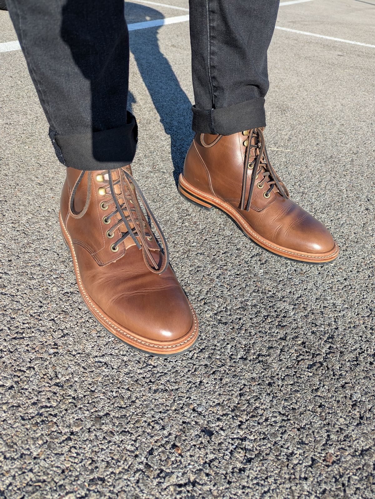 Photo by habibiboots7 on May 14, 2025 of the Grant Stone Diesel Boot in Horween Dune Chromexcel.
