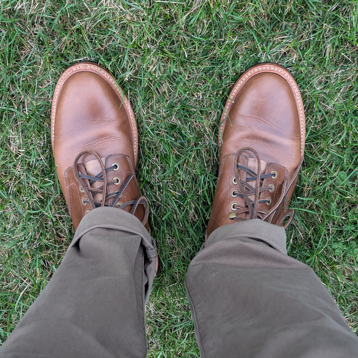 Photo by habibiboots7 on October 18, 2025 of the Grant Stone Diesel Boot in Horween Dune Chromexcel.
