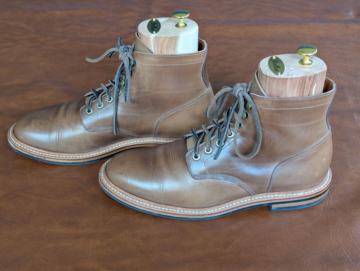 Photo by habibiboots7 on May 13, 2026 of the Grant Stone Diesel Boot in Horween Dune Chromexcel.