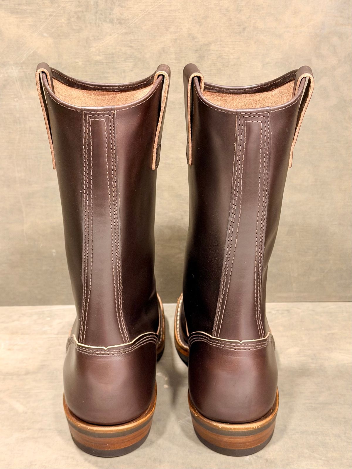 Photo by saintnick on October 24, 2025 of the White's Stockman in horween brown chromexcel over dyed black.