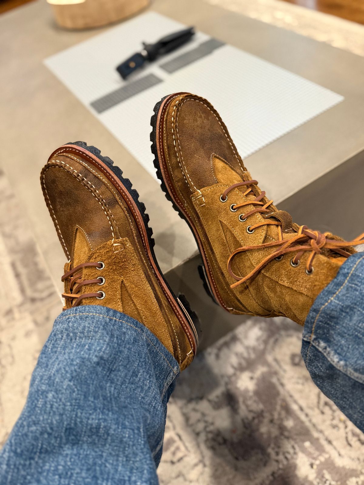 Photo by Stroker636 on July 8, 2025 of the Easymoc Rangeley in Waxed Elk & Snuff Kudu.