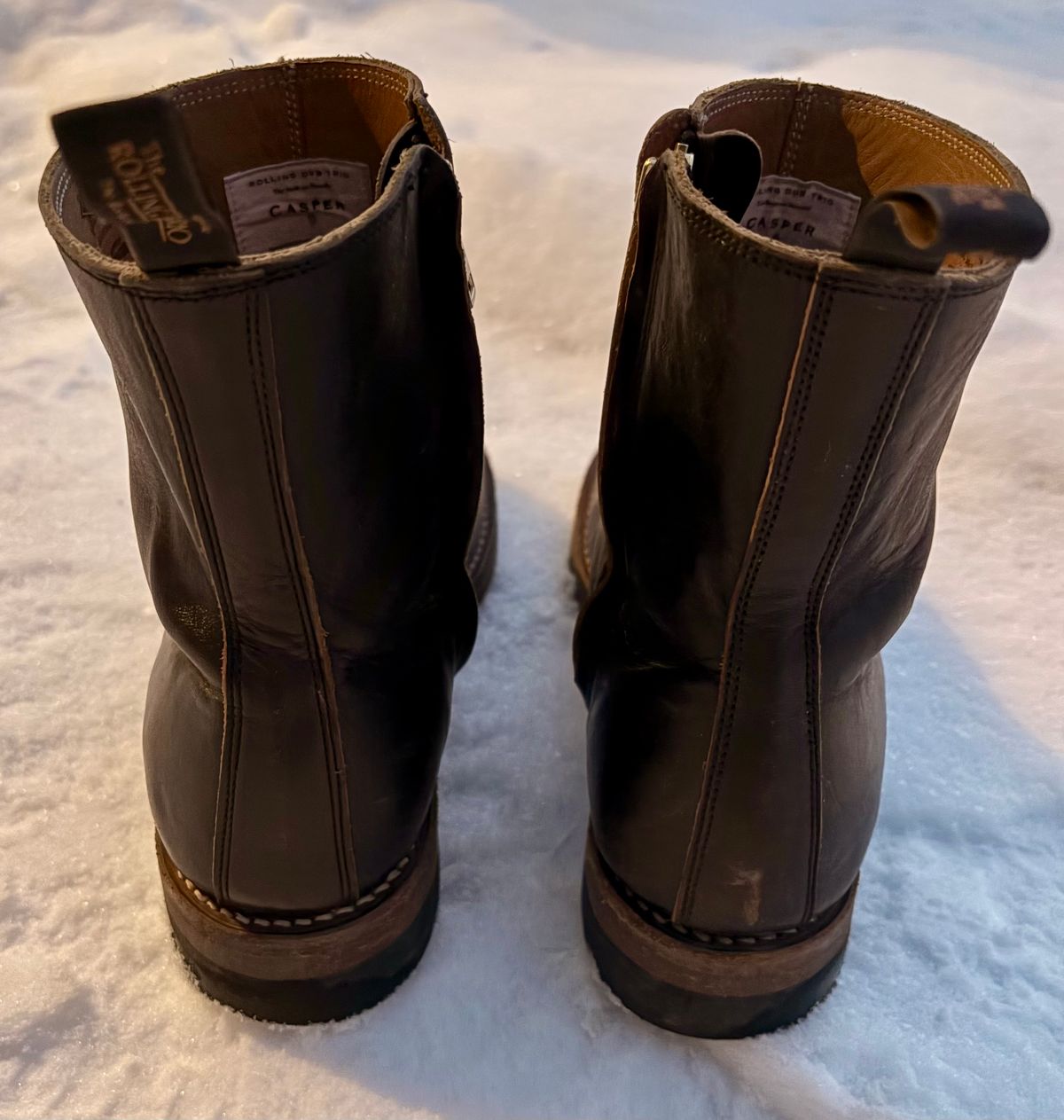 Photo by phealy899 on December 5, 2025 of the Rolling Dub Trio Casper Boot in Black Horse Front #1020.