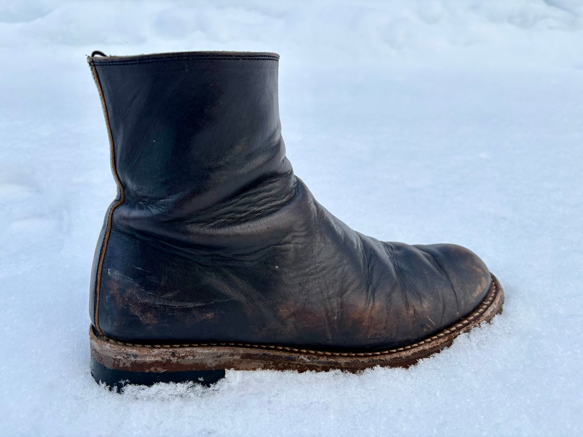 Photo by phealy899 on February 1, 2026 of the Rolling Dub Trio Casper Boot in Black Horse Front #1020.