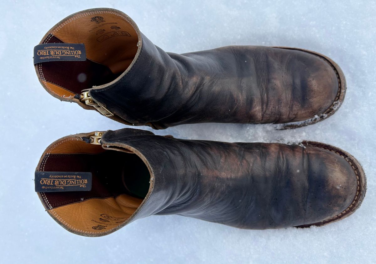 Photo by phealy899 on February 1, 2026 of the Rolling Dub Trio Casper Boot in Black Horse Front #1020.