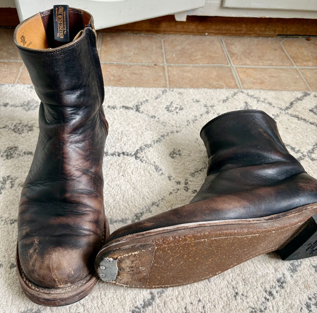 Photo by phealy899 on February 28, 2026 of the Rolling Dub Trio Casper Boot in Black Horse Front #1020.