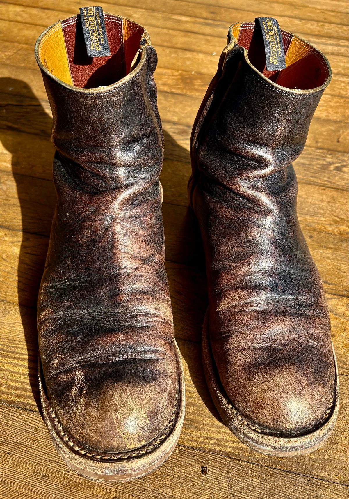 Photo by phealy899 on March 1, 2026 of the Rolling Dub Trio Casper Boot in Black Horse Front #1020.