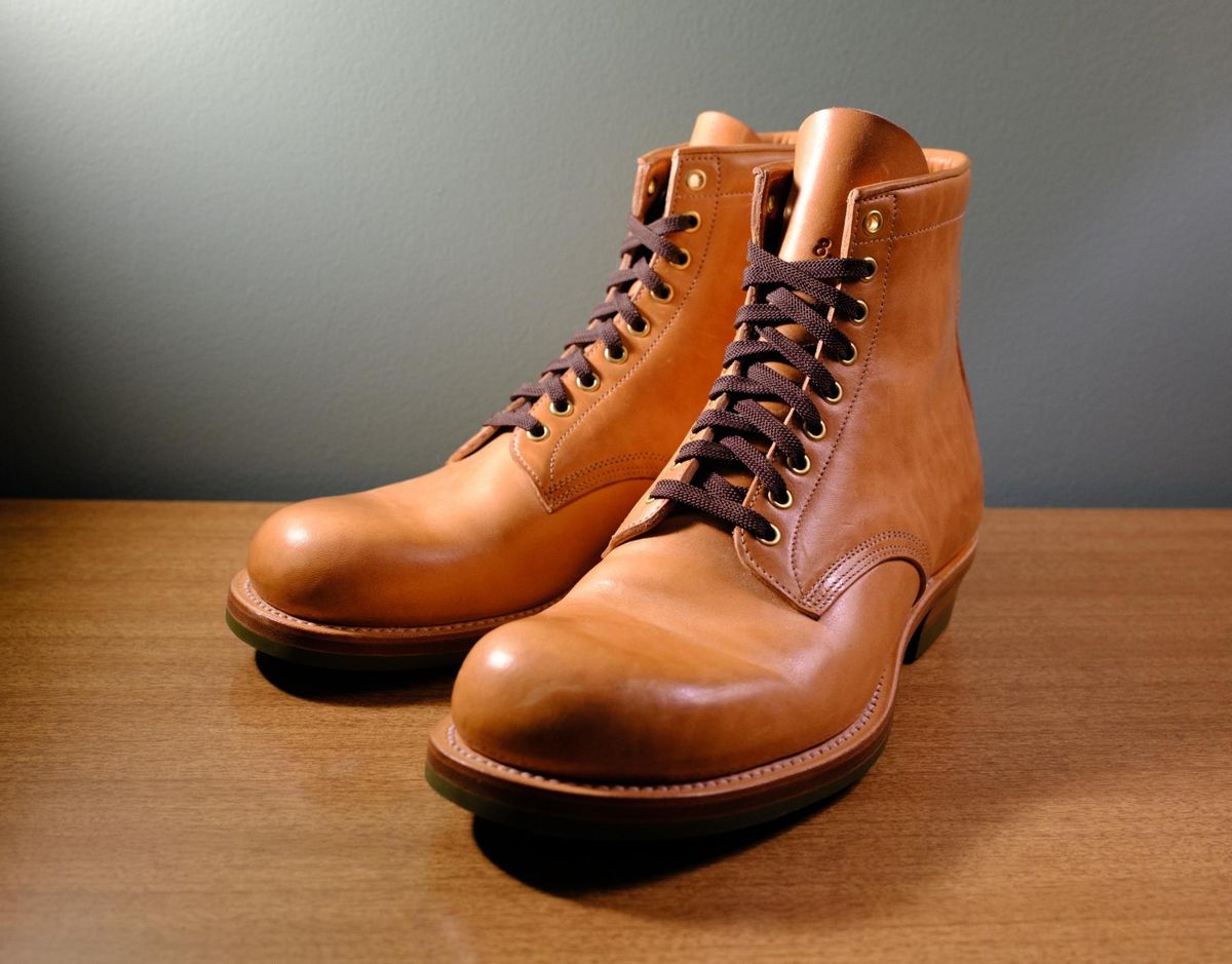Photo by belopsky on February 6, 2026 of the Johnny Works Retro Work Boot in Maryam Natural Horsebutt.