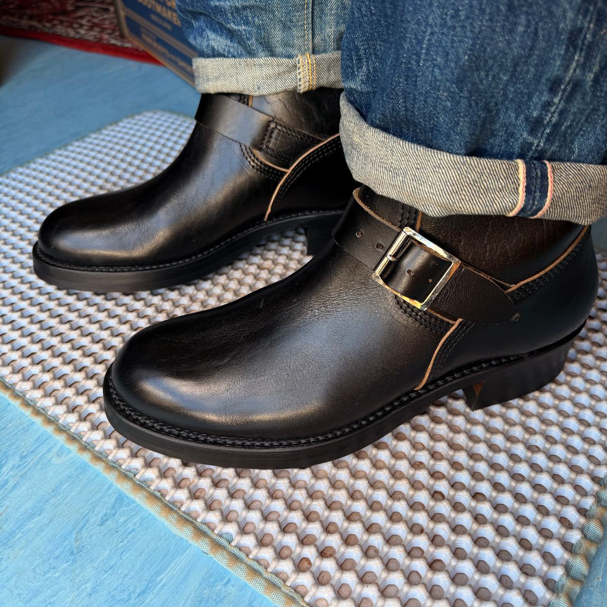 Photo by Yoyothebarber on July 6, 2026 of the John Lofgren Wabash Engineer Boots in shinki hikaku.