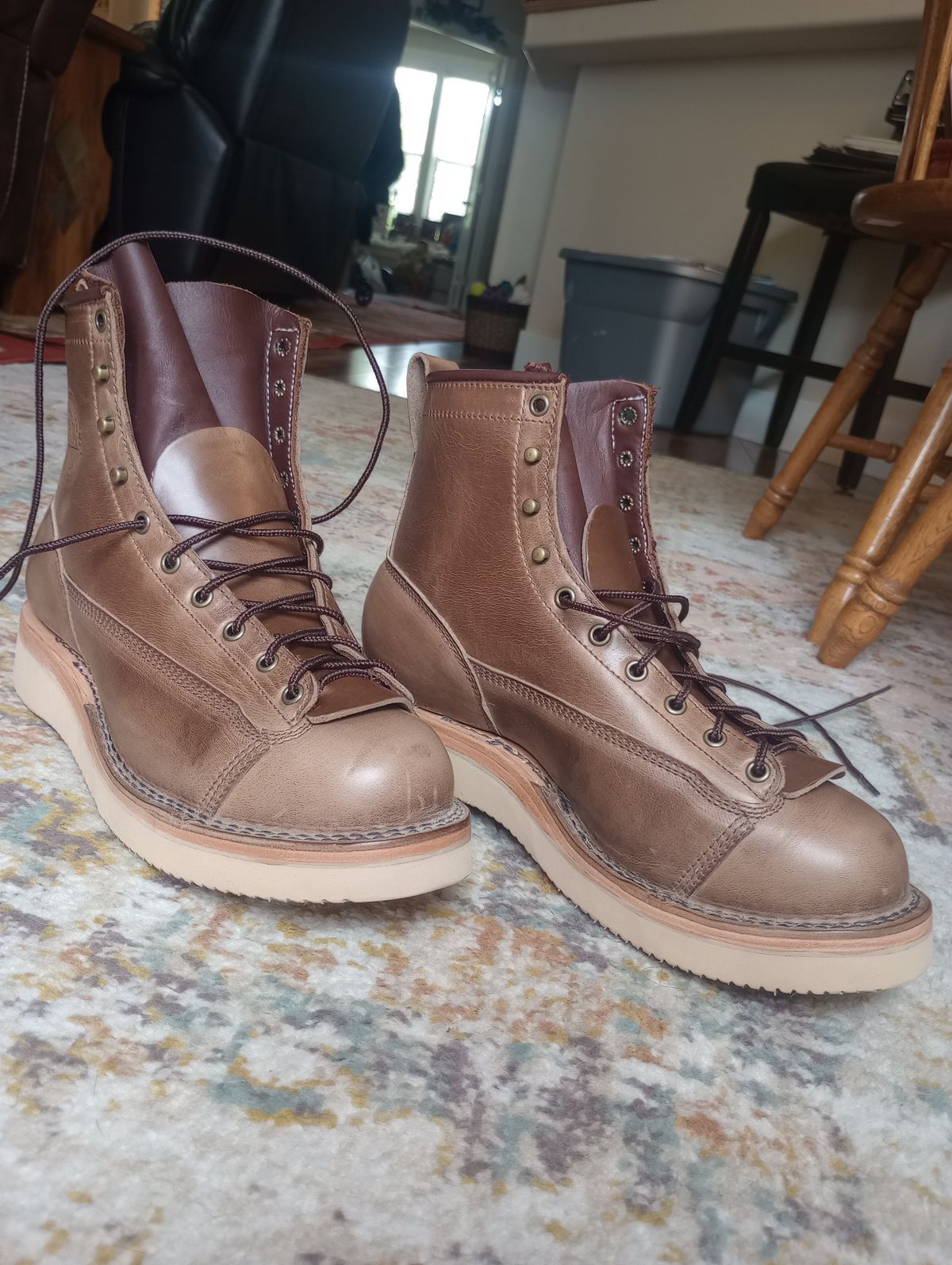 Photo by Thomas_Steed_ on May 25, 2024 of the Frank's Boots Monkey Boot in Horween Natural Chromexcel.