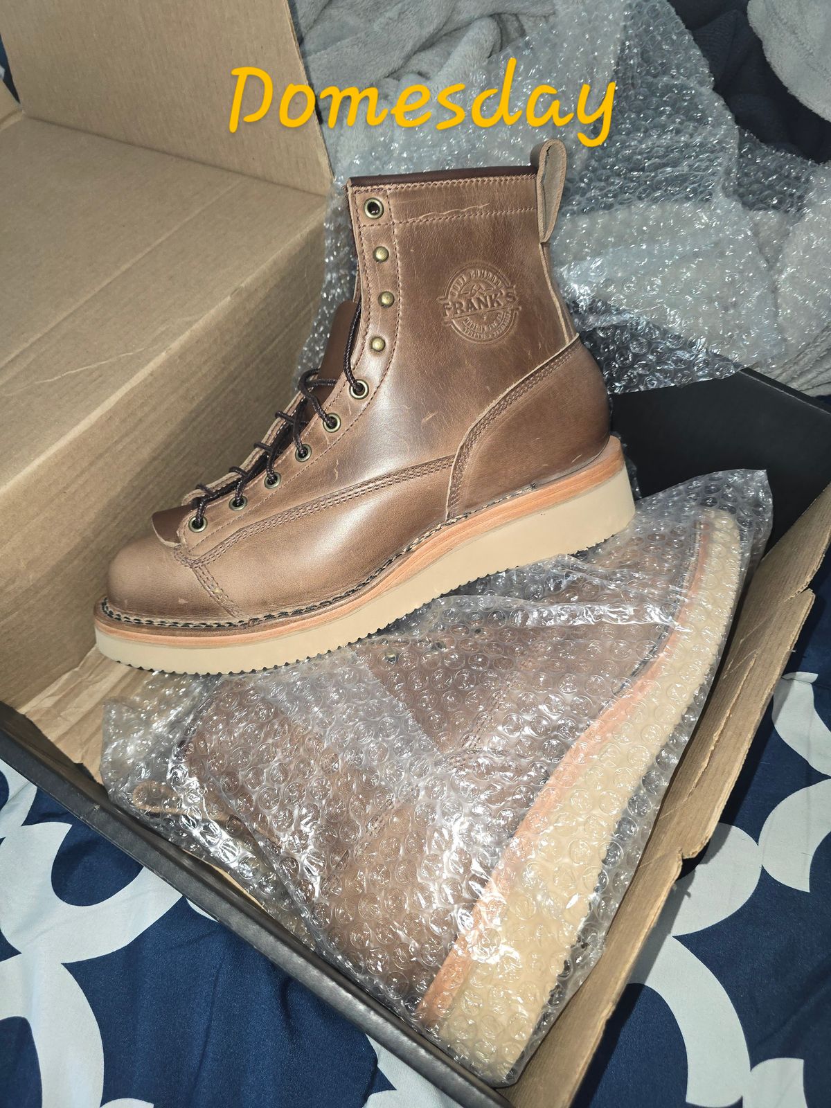 Photo by Thomas_Steed_ on October 1, 2024 of the Frank's Boots Monkey Boot in Horween Natural Chromexcel.