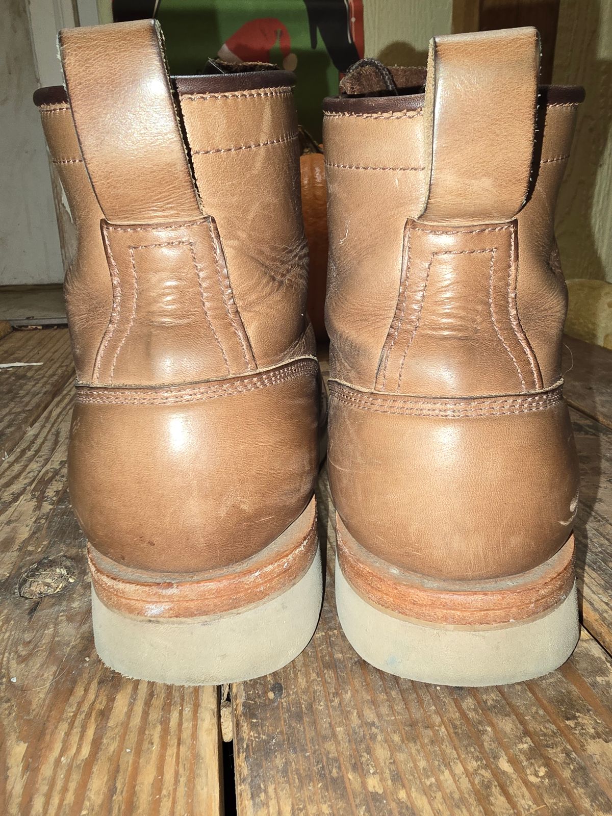 Photo by Thomas_Steed_ on December 3, 2024 of the Frank's Boots Monkey Boot in Horween Natural Chromexcel.