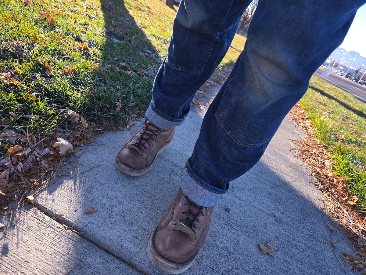 Photo by Thomas_Steed_ on December 3, 2024 of the Frank's Boots Monkey Boot in Horween Natural Chromexcel.