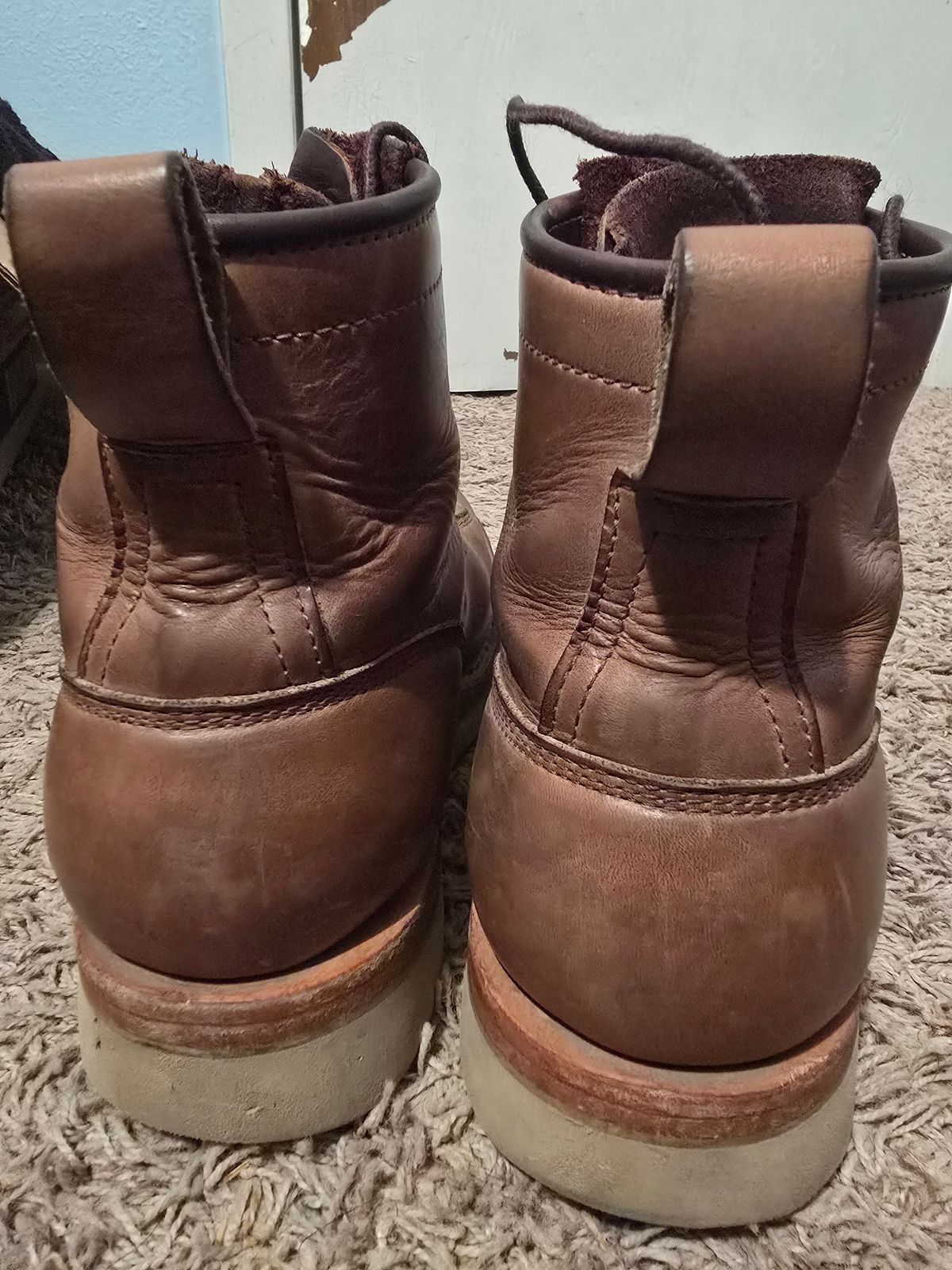 Photo by Thomas_Steed_ on January 3, 2025 of the Frank's Boots Monkey Boot in Horween Natural Chromexcel.