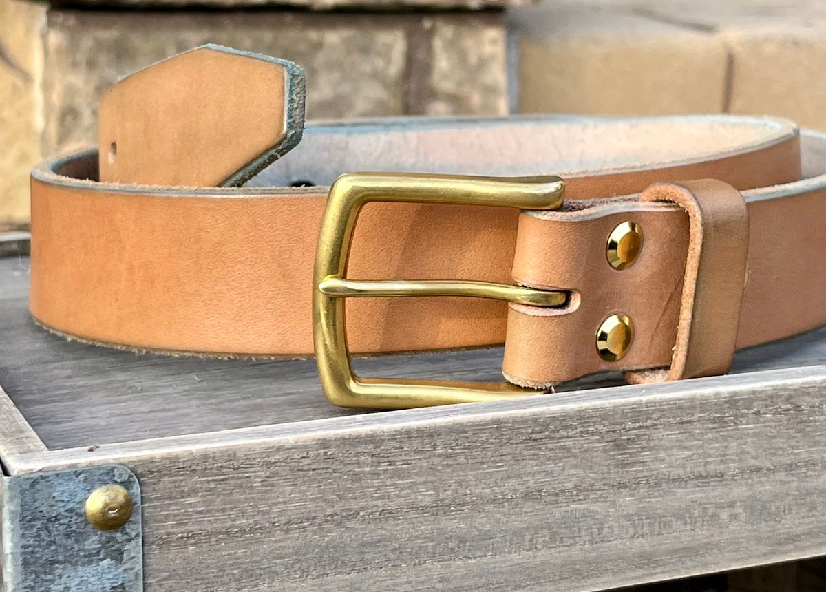 Photo by Sody101 on March 1, 2026 of the Carmine Jack Leather Shipyard Belt in J&FJ Baker Natural Oak Bark Tanned Harness.
