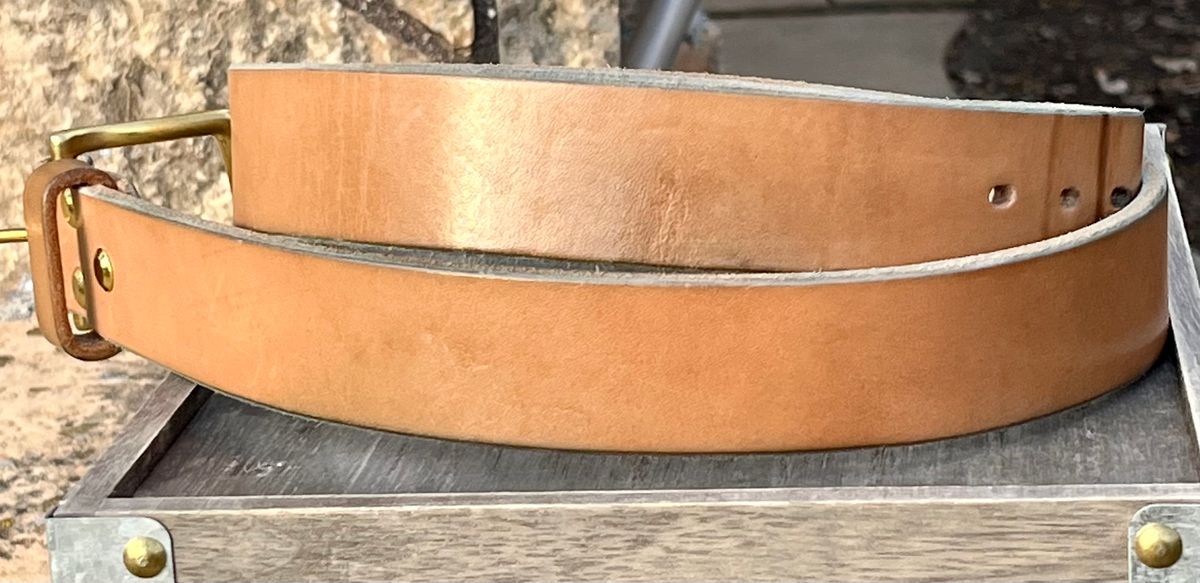 Photo by Sody101 on March 1, 2026 of the Carmine Jack Leather Shipyard Belt in J&FJ Baker Natural Oak Bark Tanned Harness.