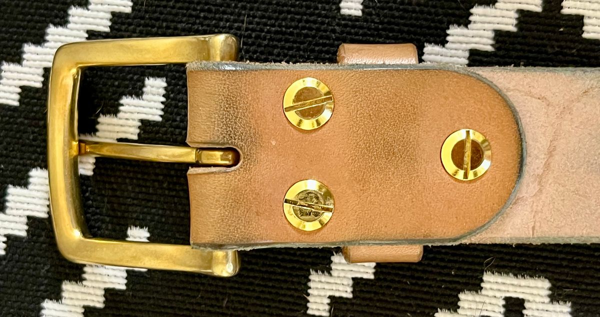 Photo by Sody101 on April 5, 2026 of the Carmine Jack Leather Shipyard Belt in J&FJ Baker Natural Oak Bark Tanned Harness.