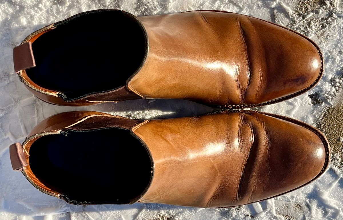 Photo by Sody101 on January 2, 2026 of the Grant Stone Chelsea Boot in Horween Dune Chromexcel.