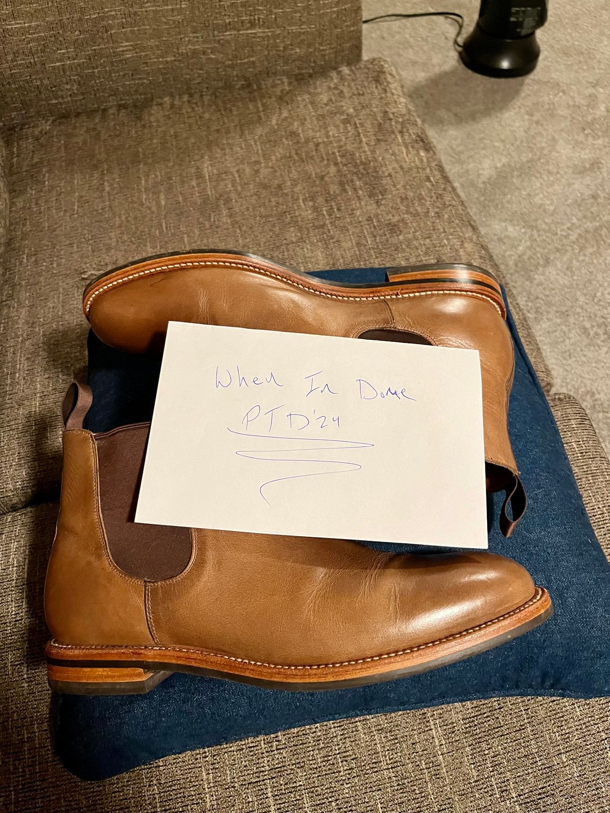 Photo by Sody101 on November 6, 2024 of the Grant Stone Chelsea Boot in Horween Dune Chromexcel.