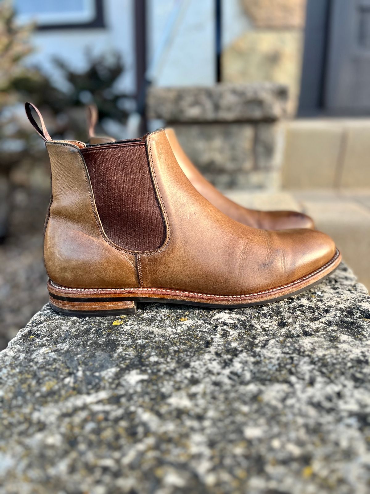 Photo by Sody101 on April 5, 2025 of the Grant Stone Chelsea Boot in Horween Dune Chromexcel.